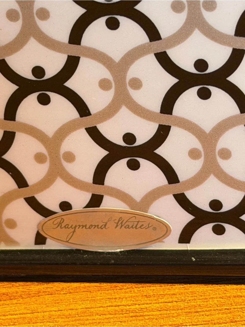 Raymond Waites Ceramic Tissue Box Cover Cube Geometric Interlocking Trellis EUC